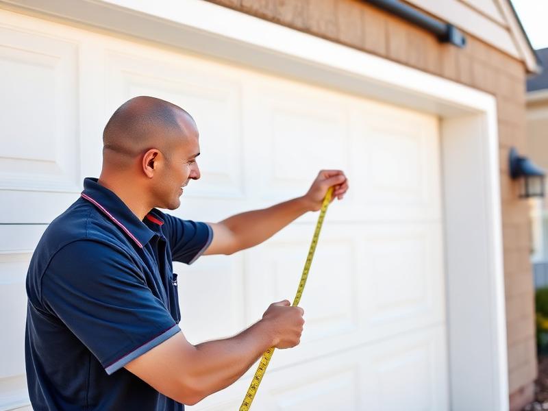 Expert garage door technician measuring for installation in Warren NH